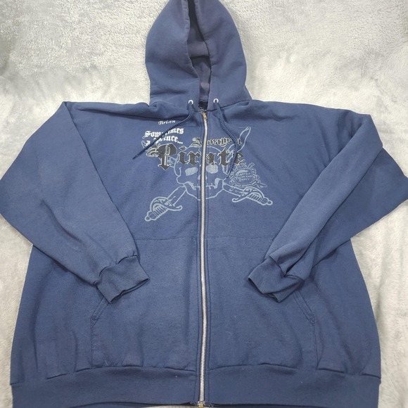 Hanes Other - Disney Pirates Princess Party Hoodie Mens 2XL Blue Full Zip Magic Kingdom 2006